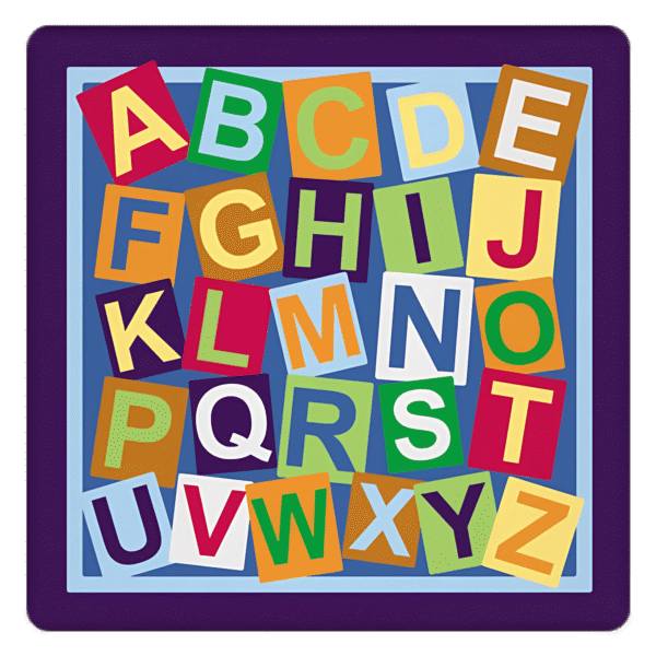 Colorful letters arranged in grid