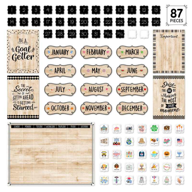 Black, White, And Wood Calendar Set (Cd) Bulletin Board - Image 2