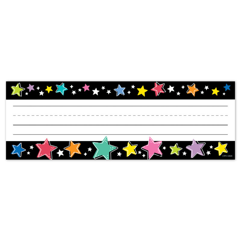 Colorful Stars On Black (Star Bright) Name Plates - Image 1