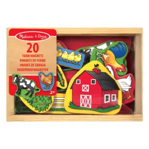 Colorful farm animal magnetic magnets set for kids, featuring cows, chickens, ducks, and more.