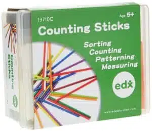 Colorful counting sticks for educational activities, sorting, patterning, and measuring.