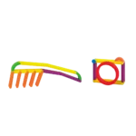 Brightly colored plastic playground toys for kids’ indoor and outdoor play areas.