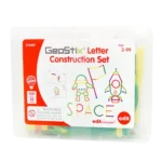 Miniature colorful construction set for children ages 3-99, with space-themed illustrations and safe choking hazard warnings.