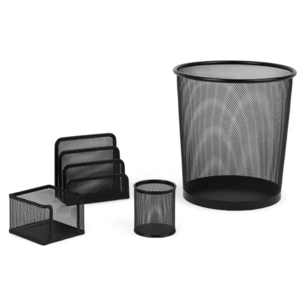 a group of black mesh objects