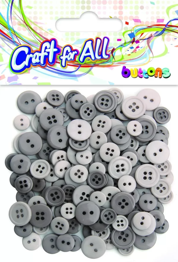 Craft for All -White & Grey Buttons 10-15 mm 40g