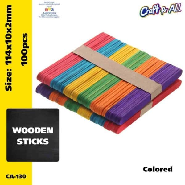 Colored wooden sticks - 100pcs