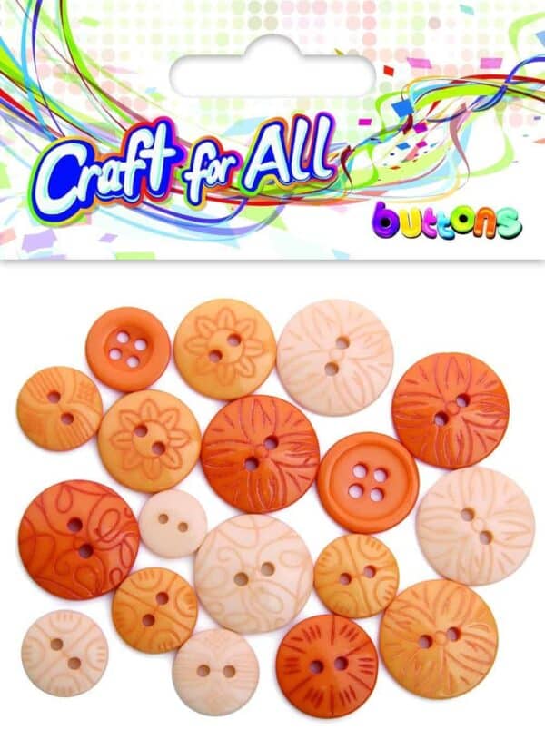 Craft for All - Mixed Size Orange Buttons 10-21mm 18pcs