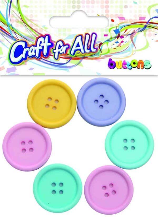 Craft for All - Large Multicolored Mixed Size Basic 2 ColorsButtons 34x34mm 6pcs