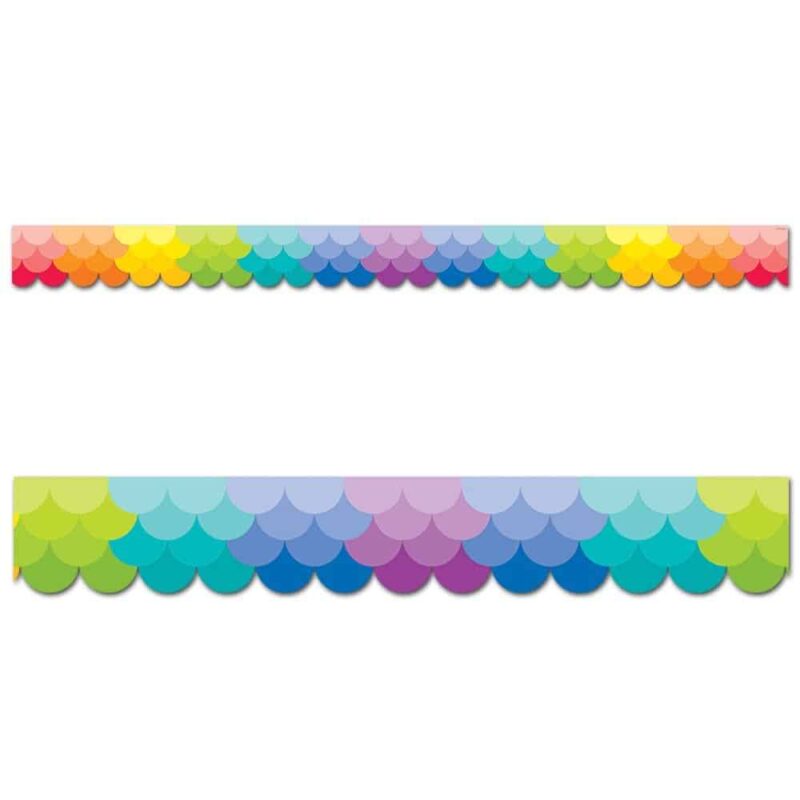 Painted palette ombre rainbow scallops border ctp-0186