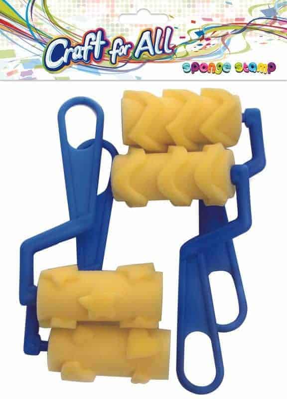 Sponge stamp roller with plastic handle 7cm 4pcs