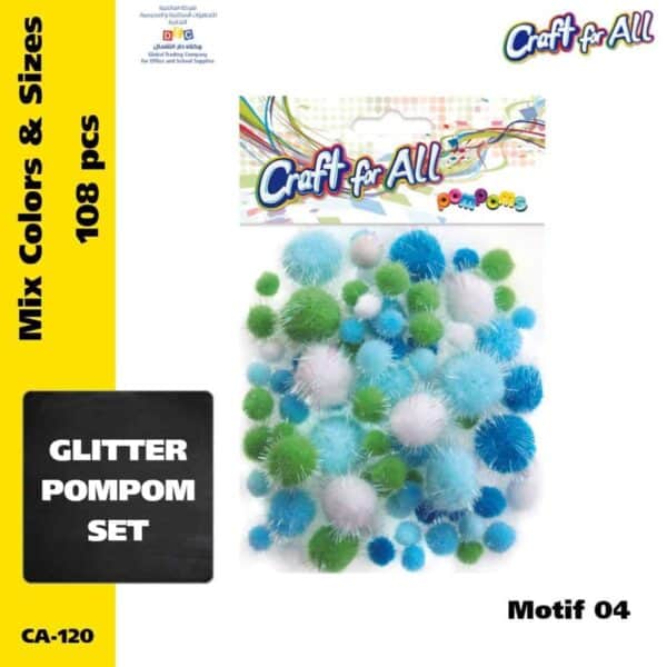 Assorted Glitter Pompoms -Motif 04