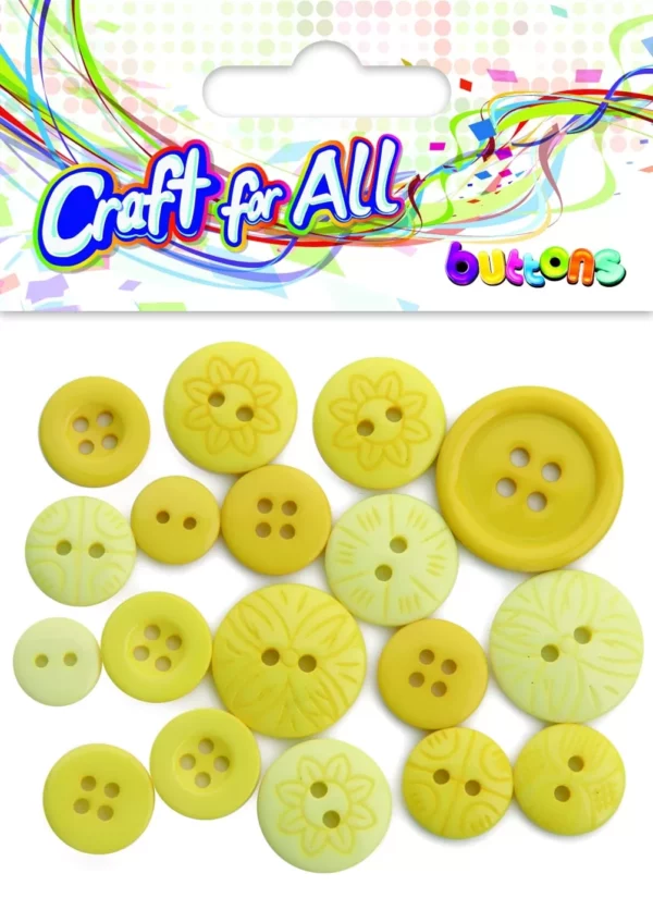 Craft for All - Multicolored Mixed Size Yellow Buttons 10-21mm 18pcs