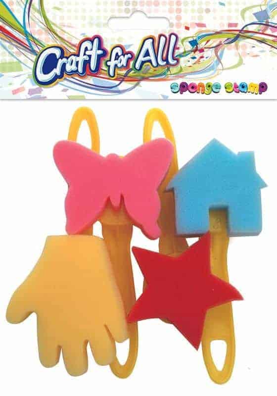 Sponge stamp with plastic handle 7cm 4pcs