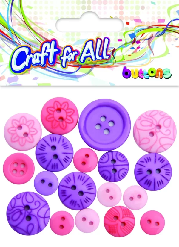 Craft for All - Multicolored Mixed Size Pastel Buttons 10-21mm 18pcs