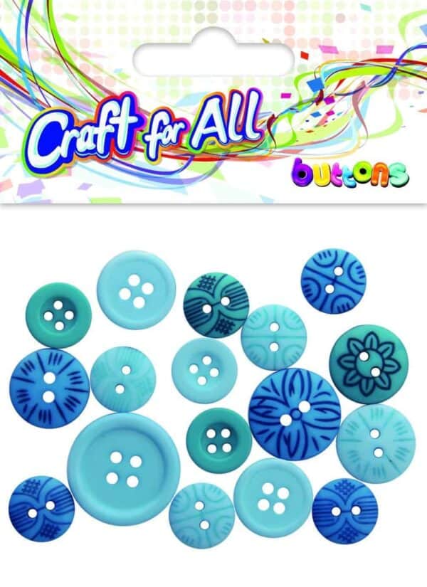 Craft for All - Mixed Size Blue Buttons 10-21mm 18pcs
