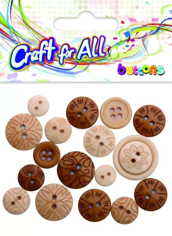 Craft for All - Multicolored Mixed Size Brown Buttons 10-21mm 18pcs