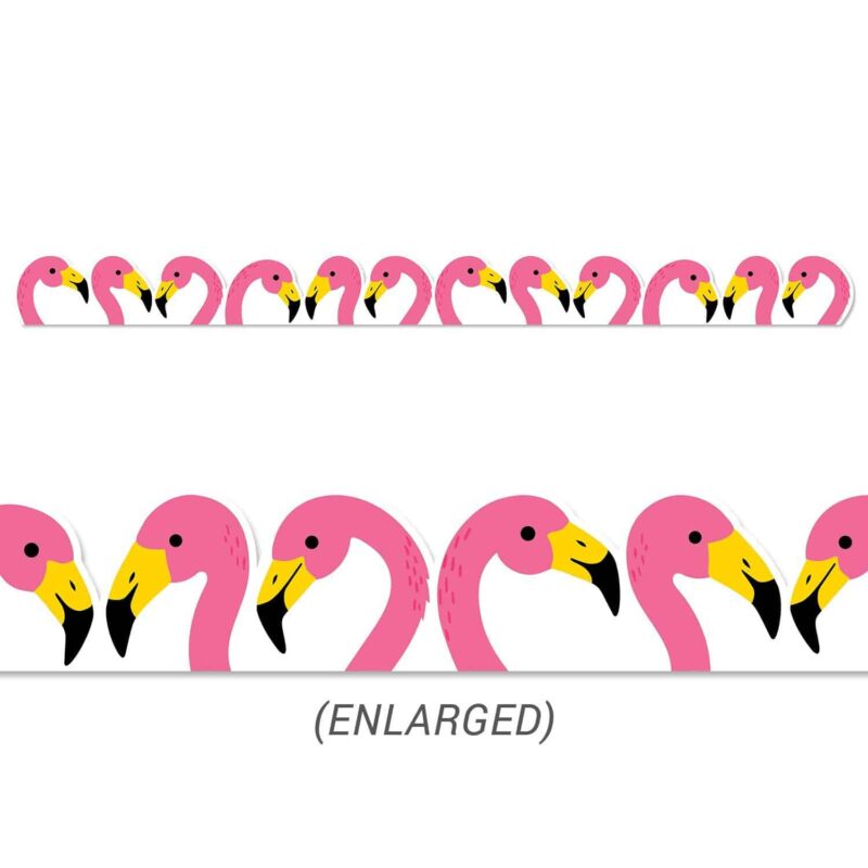 A row of pink flamingos