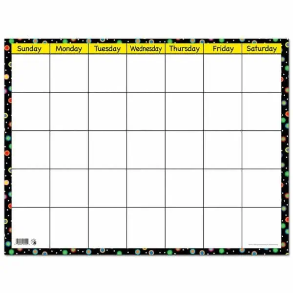 Dots on Black Small Calendar Chart CTP-1514