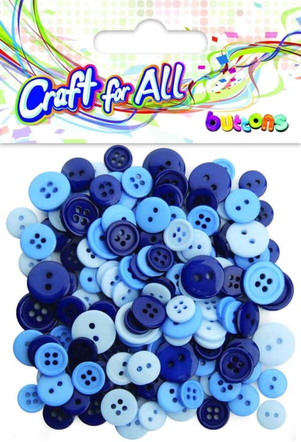 Craft for All - Blue Multicolored Mixed Size Buttons 10-15 mm 40g