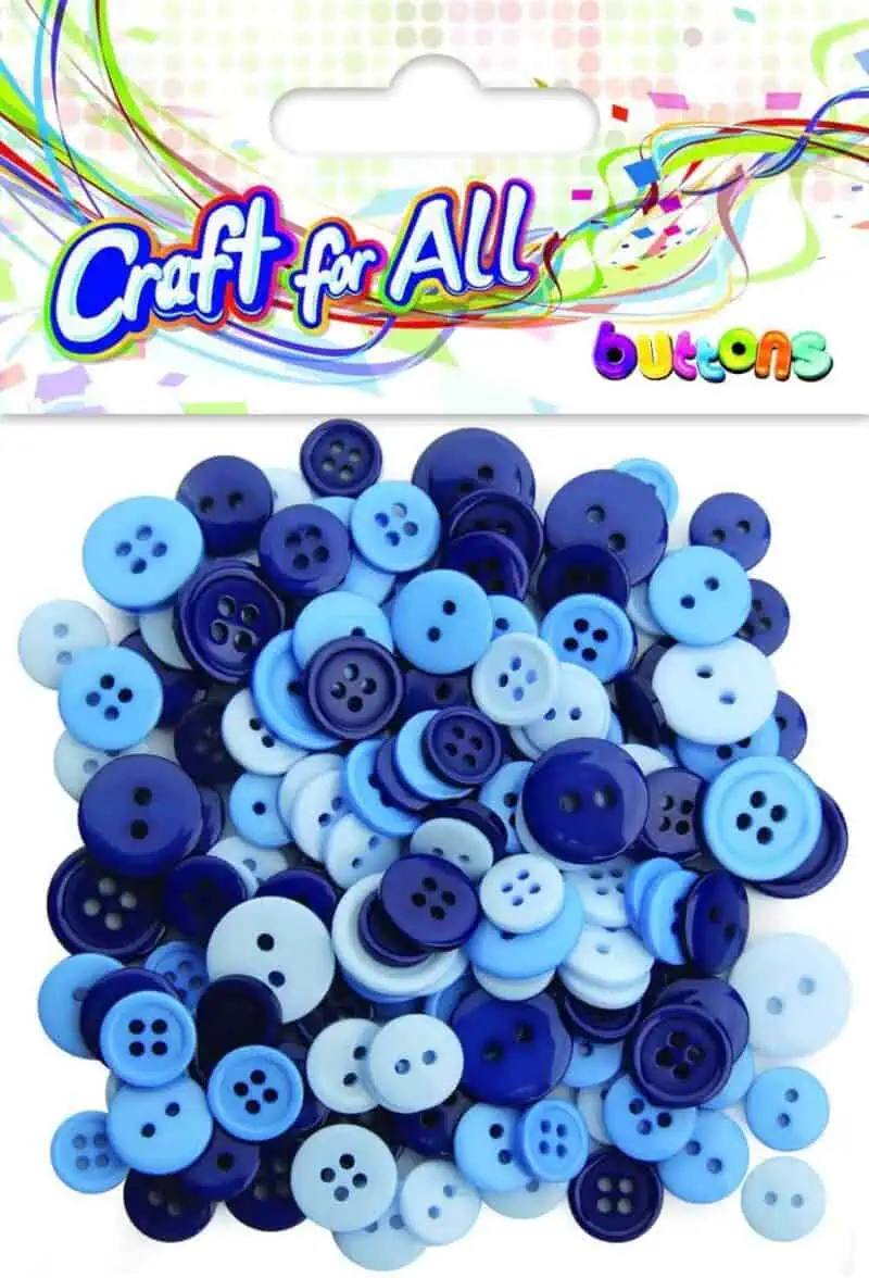 Craft for All - Blue Multicolored Mixed Size Buttons 10-15 mm 40g