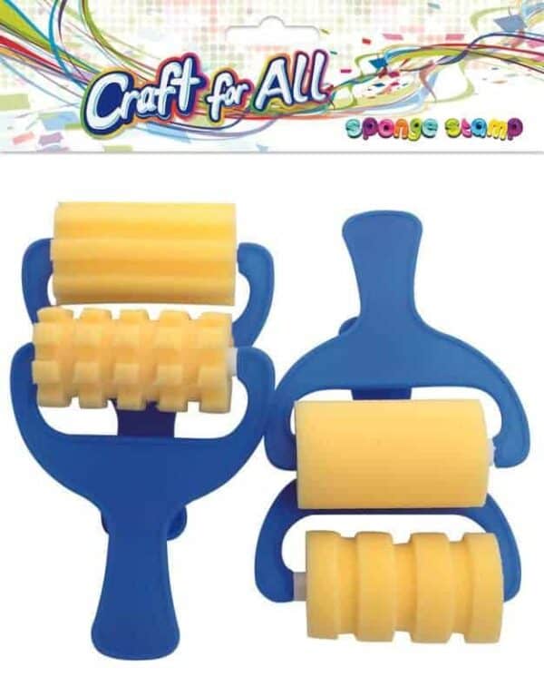 Sponge stamp roller with plastic handle 7cm 4pcs