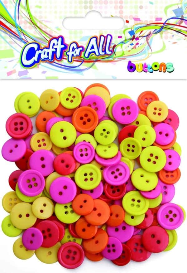 Craft for All - Multicolored Mixed Size Buttons 12-15mm 130pcs