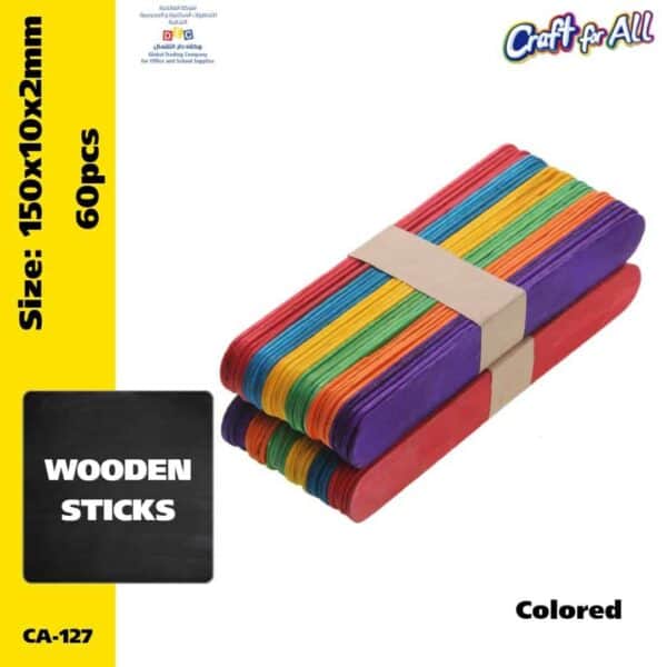 Colored Jumbo wooden sticks - 60pcs