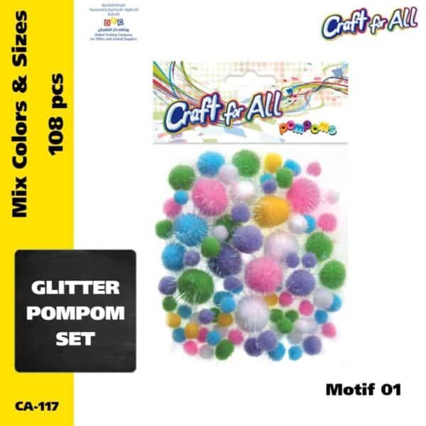 Assorted Glitter Pompoms -Motif 01