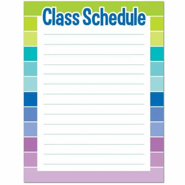 Painted Palette Class Schedule Chart CTP-1128