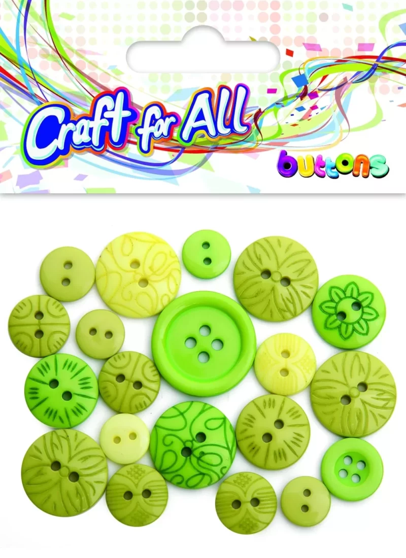 Craft for all - multicolored mixed size green buttons 10-21mm 18pcs