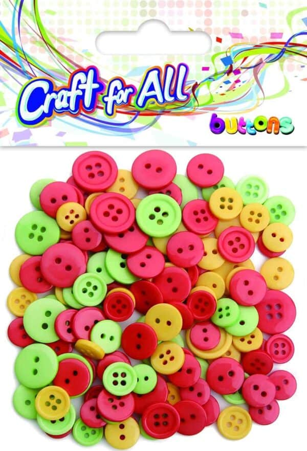 Craft for All - Basic Multicolored Mixed Size Colors Buttons 10-15 mm 40g