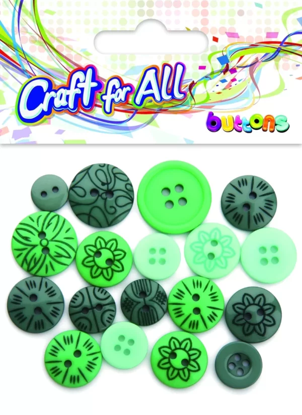 Craft for All - Multicolored Mixed Size Green Apple Buttons 10-21mm 18pcs