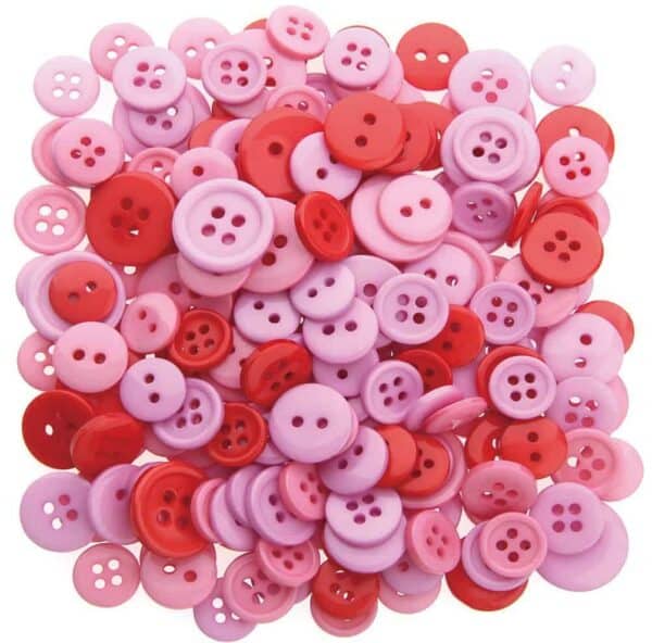 Craft for All - Red Pink Buttons 10-15 mm 40g