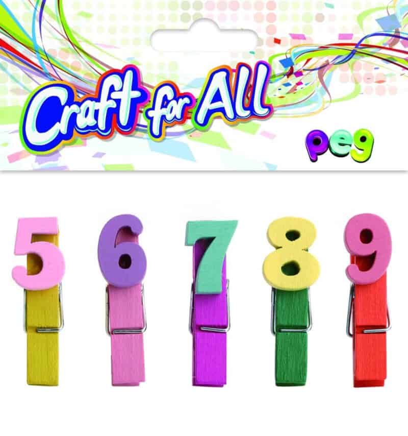 Wooden numbers pegs 5pcs