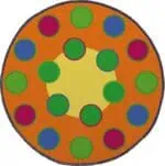 House Of Kids Giant Mat - Circle HOK-13059: 200x200cm Colorful Playroom and Classroom Rug, Easy to Clean, Ideal for Children's Bedrooms and Kindergartens