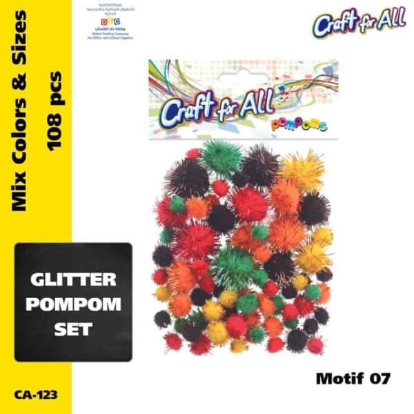 Assorted Glitter Pompoms -Motif 07