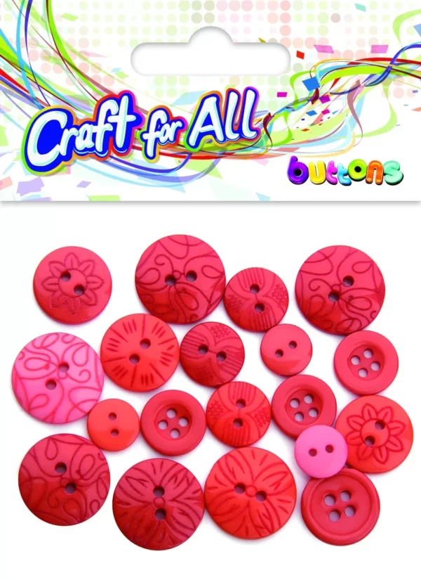 Craft for All - Multicolored Mixed Size Red Buttons 10-21mm, 18pcs