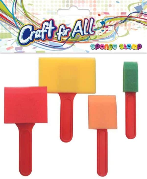 Sponge stamp with plastic handle 10cm 7.5cm 4.5cm 2.5cm 4pcs