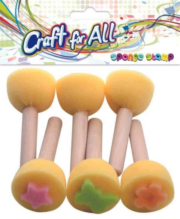 Sponge stamp with wooden handle 4cm 6pcs