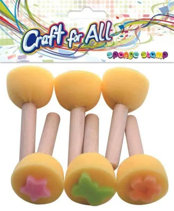 Sponge stamp with wooden handle 4cm 6pcs