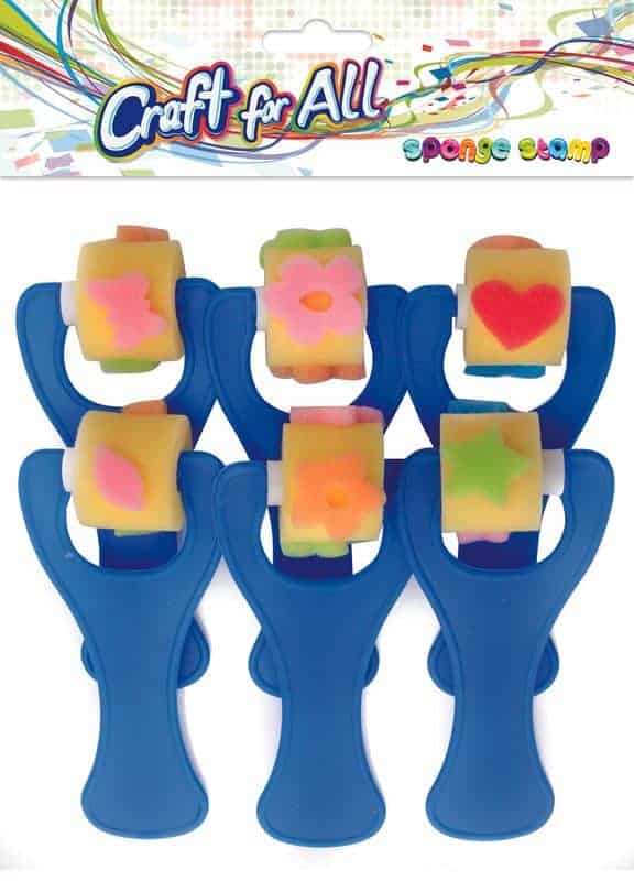 Sponge stamp roller with plastic handle 2.5cm 6pcs