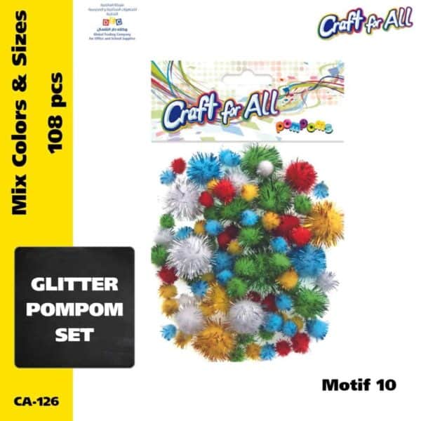 Assorted Glitter Pompoms -Motif 10