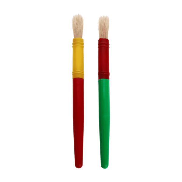 Large Natural Bristle Brush round shape plastic handle assorted color (2pcs)
