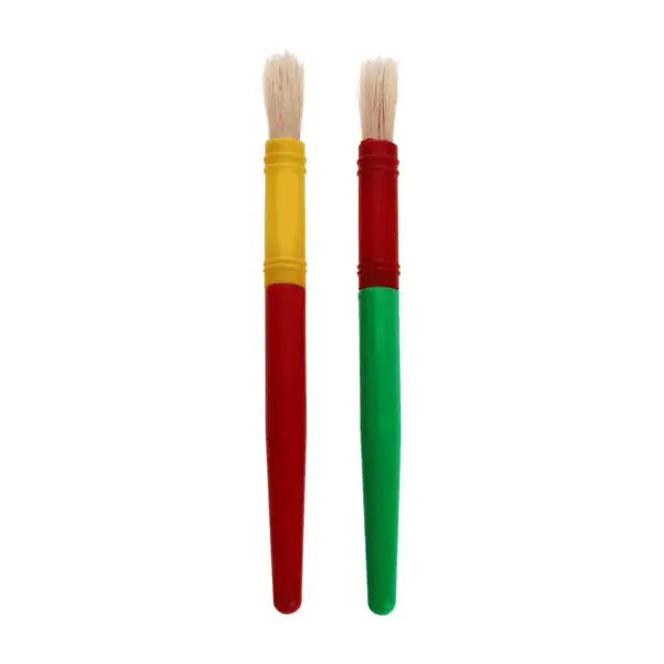 Large Natural Bristle Brush round shape plastic handle assorted color (2pcs)