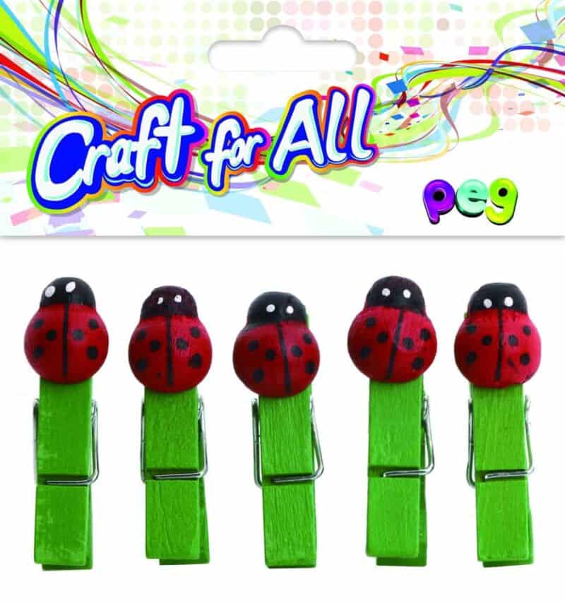 Wooden ladybug peg  5pcs