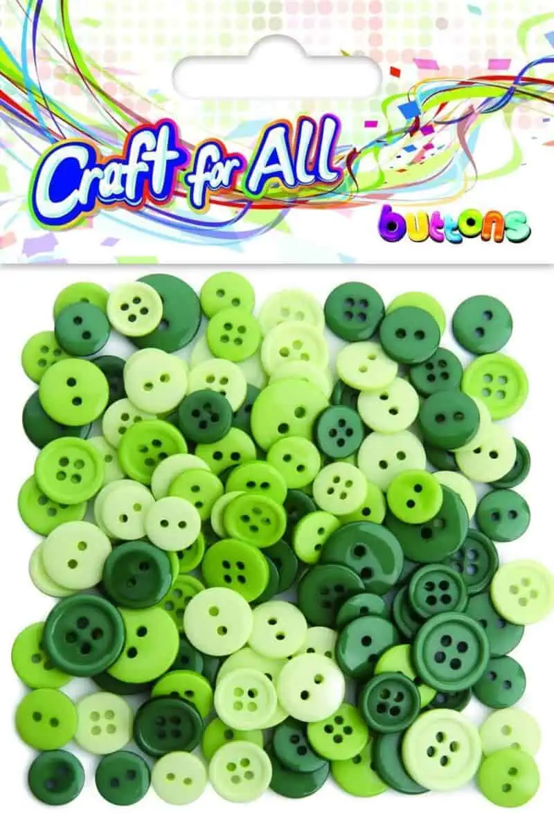Craft for All - Green Field Buttons 10-15 mm 40g