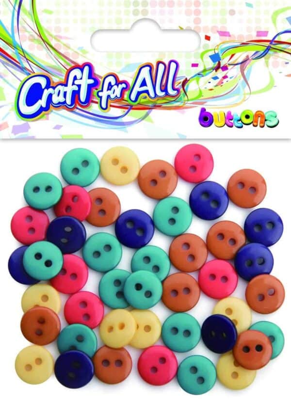 Craft for All - Basic Colors Multicolored Mixed Size Small Buttons 7x7mm 5g