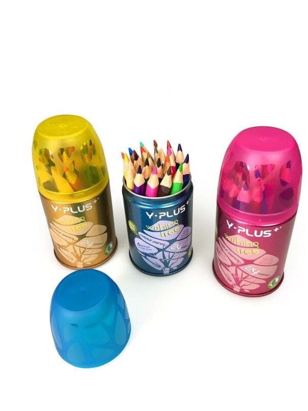 Y-Plus Wishing Tree 24 Short Coloring Pencils Round Steel case