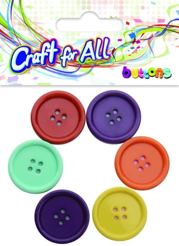 Craft for All - Large Multicolored Mixed Size Basic Colors Buttons 34x34 mm 6pcs
