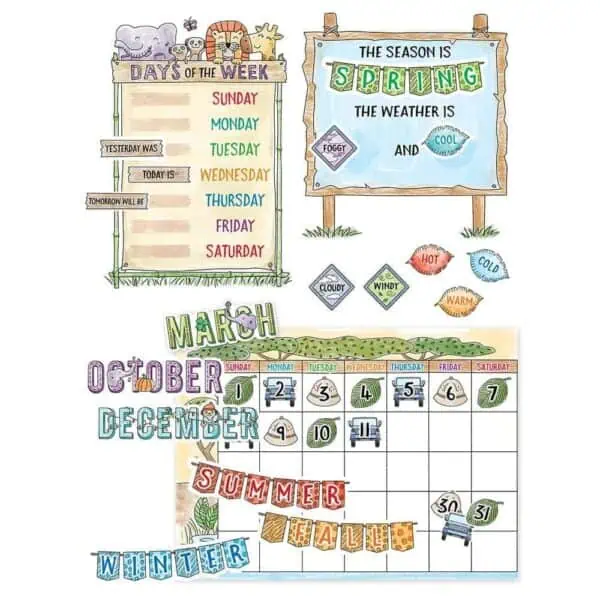 Safari Friends Calendar Set Bulletin Board CTP-3999